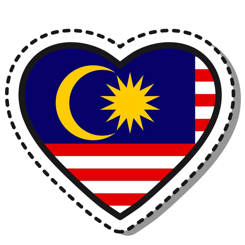 bandiera Malaysia cuore etichetta su bianca sfondo. Vintage ▾ vettore amore distintivo. modello design elemento. nazionale giorno. viaggio cartello.