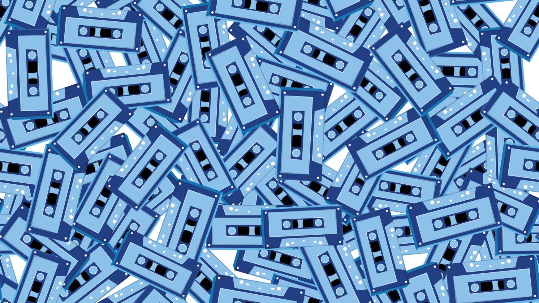 senza soluzione di continuità modello infinito con musica Audio cassette vecchio retrò Vintage ▾ fricchettone a partire dal anni '70, anni 80, anni 90 isolato su bianca sfondo. vettore illustrazione