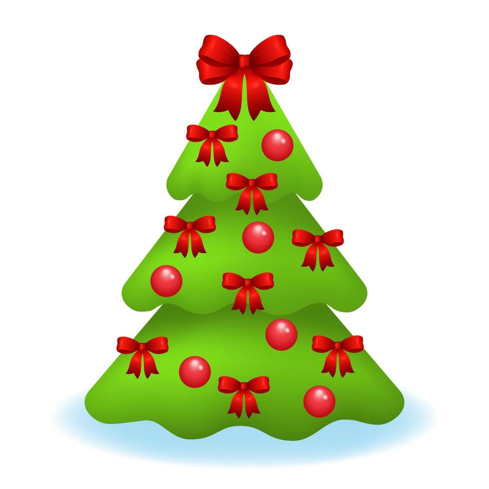 decorato vacanza albero isolato su bianca. verde pino o abete albero decorato palle e fiocchi isolato su bianca sfondo. allegro Natale e contento nuovo anno. vettore illustrazione.