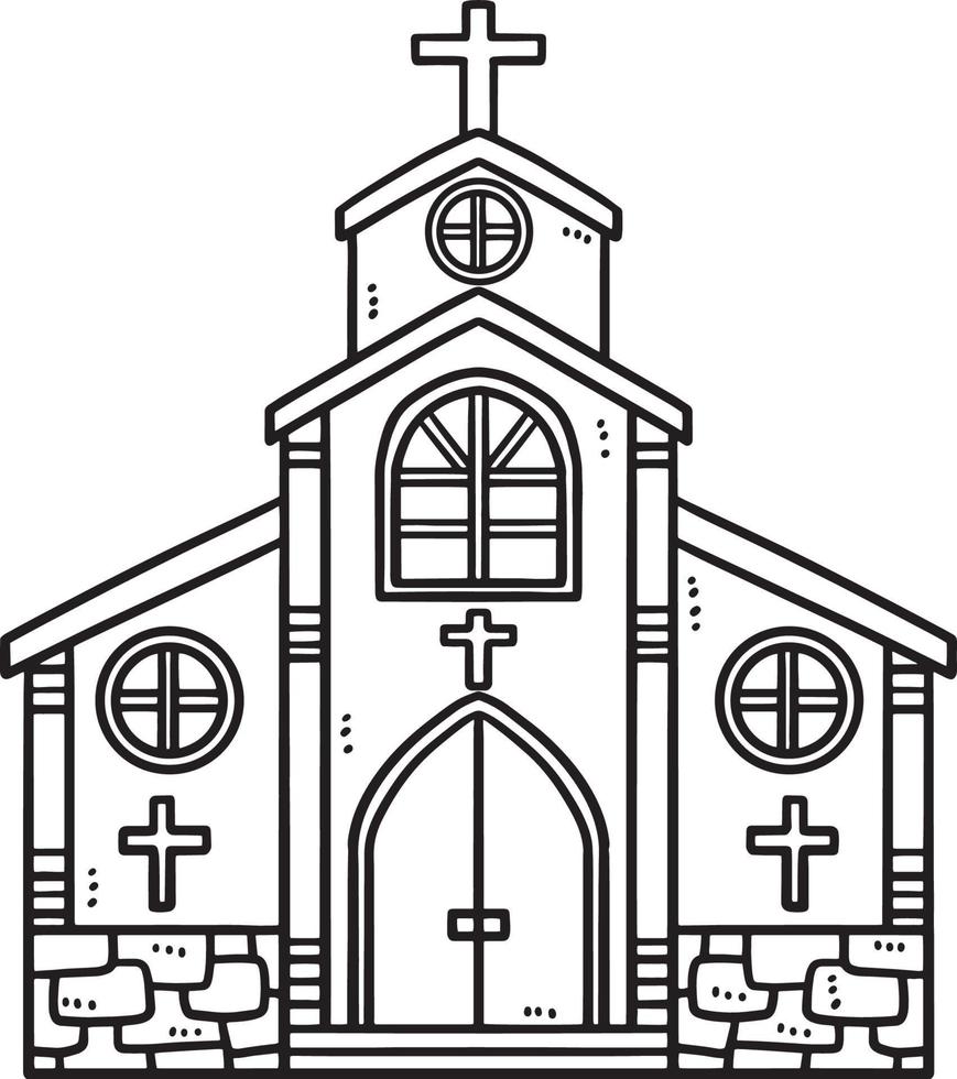 cristiano Chiesa isolato colorazione pagina per bambini vettore