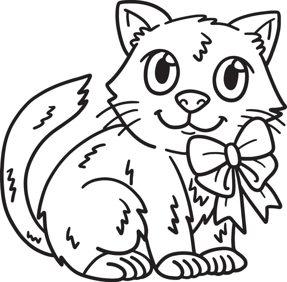 carino gattino isolato colorazione pagina per bambini vettore