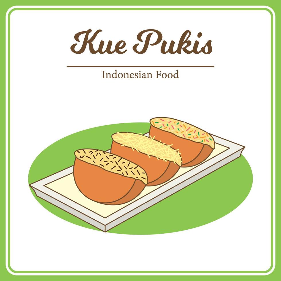 mano disegnato di tradizionale indonesiano cibo chiamato kue pukis. delizioso asiatico cibo scarabocchio vettore
