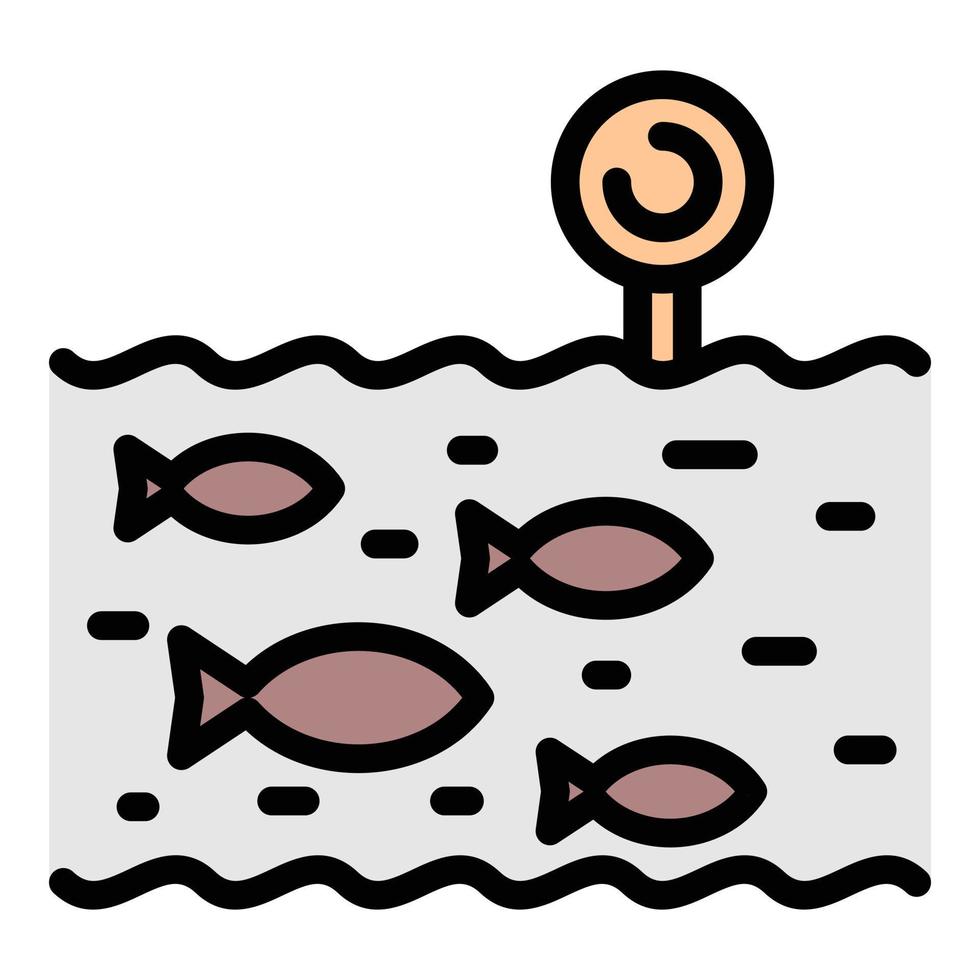 pesce nel acqua azienda agricola icona colore schema vettore