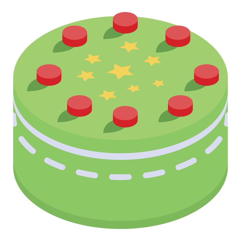 verde compleanno torta icona, isometrico stile vettore
