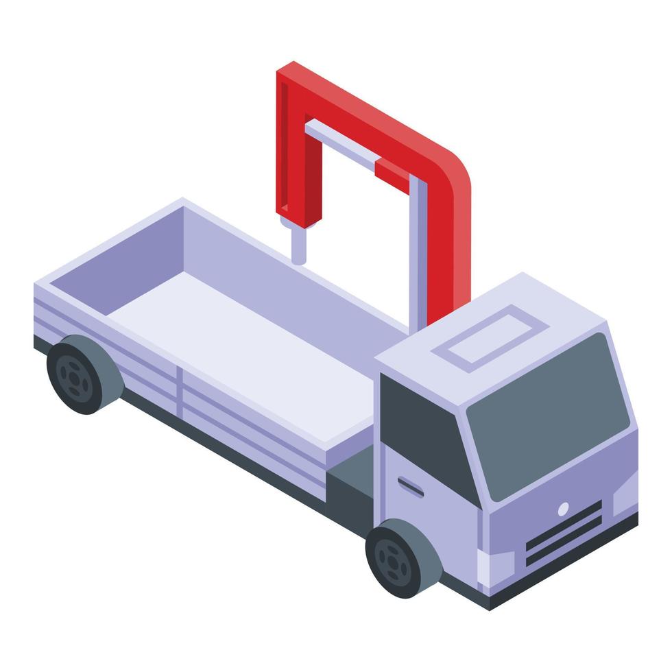 gru trainare camion icona, isometrico stile vettore