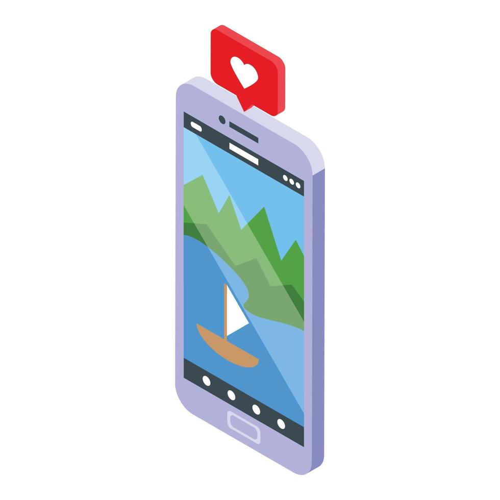 video smartphone icona isometrico vettore. Telefono cellulare vettore