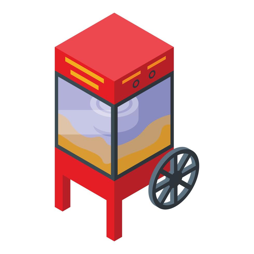 Popcorn carrello creatore macchina icona, isometrico stile vettore