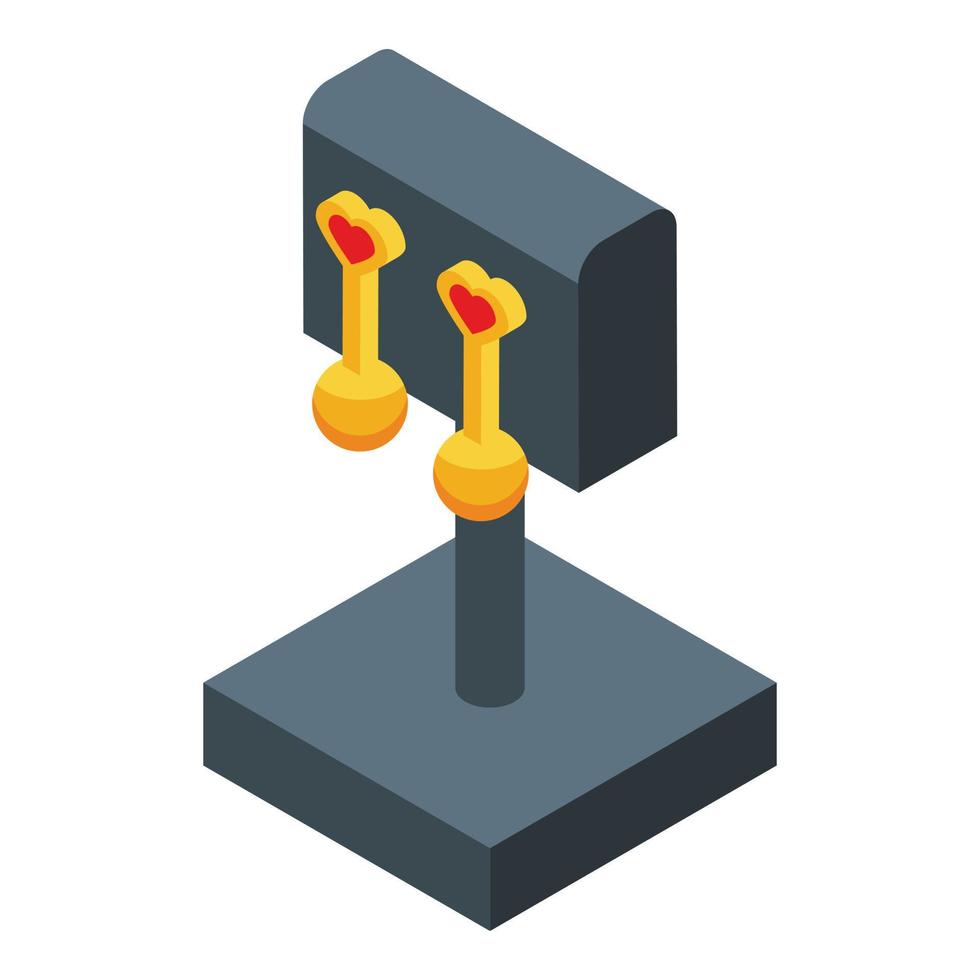 oro orecchini gioielleria manichino icona, isometrico stile vettore