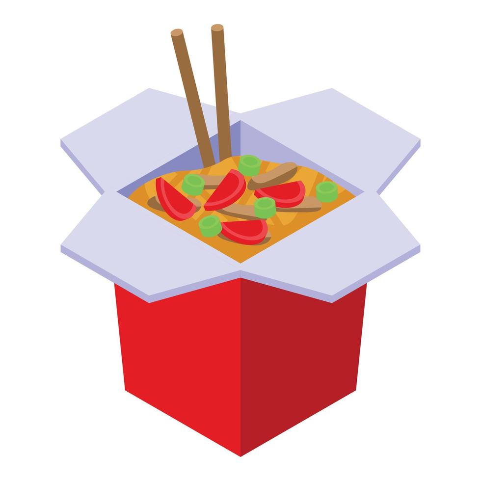 wok menù scatola icona, isometrico stile vettore