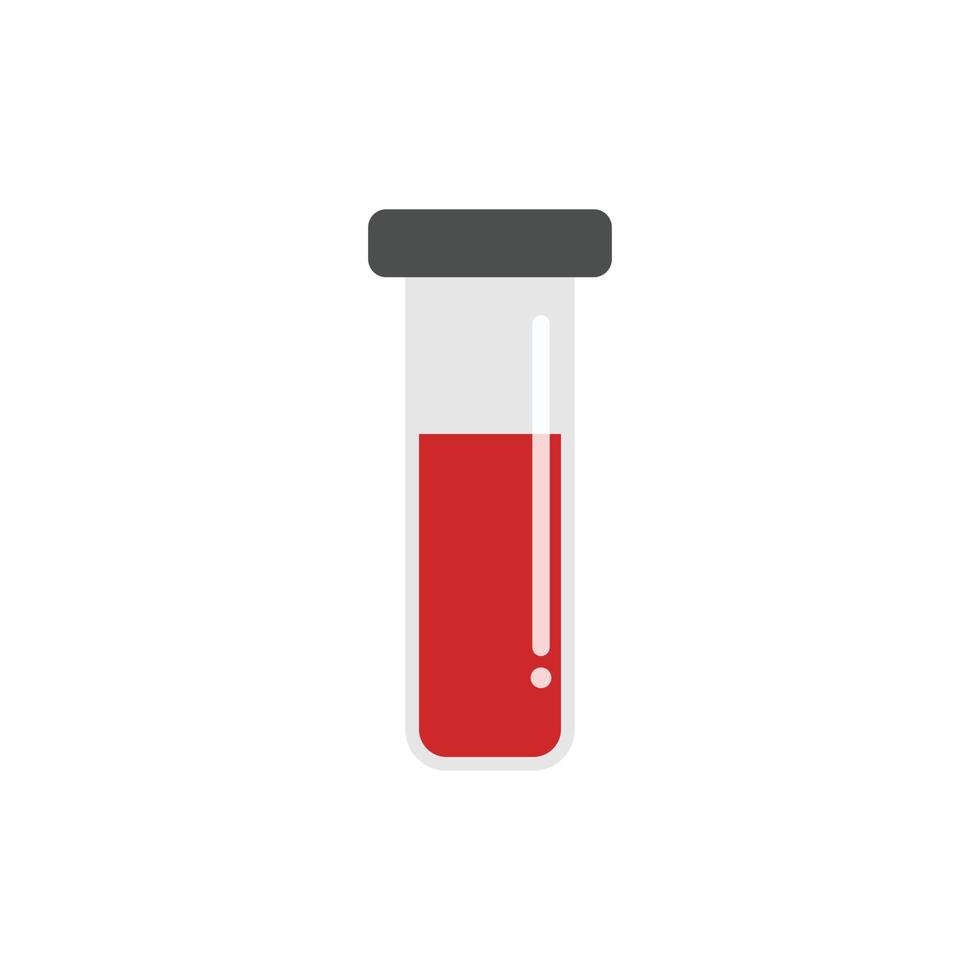 sangue nel test tubo icona nel piatto stile. laboratorio borraccia vettore illustrazione su isolato sfondo. liquido nel coppa cartello attività commerciale concetto.