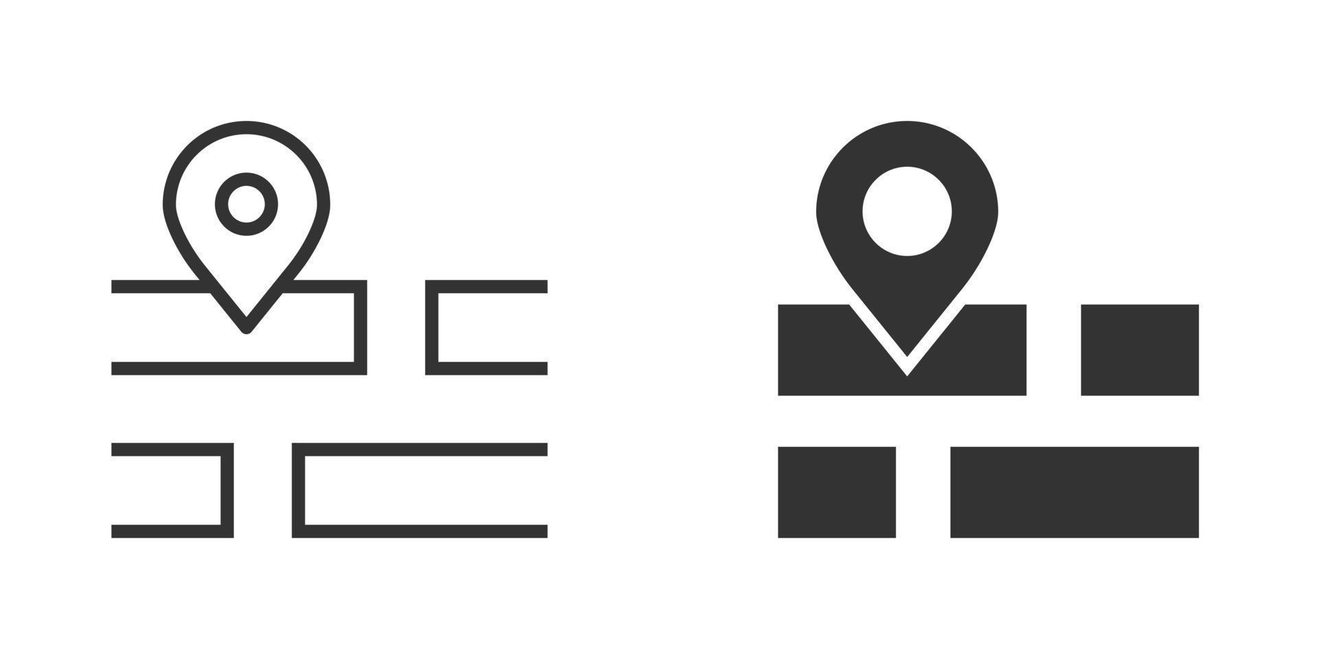 carta geografica perno icona nel piatto stile. GPS navigazione vettore illustrazione su bianca isolato sfondo. individuare posizione attività commerciale concetto.