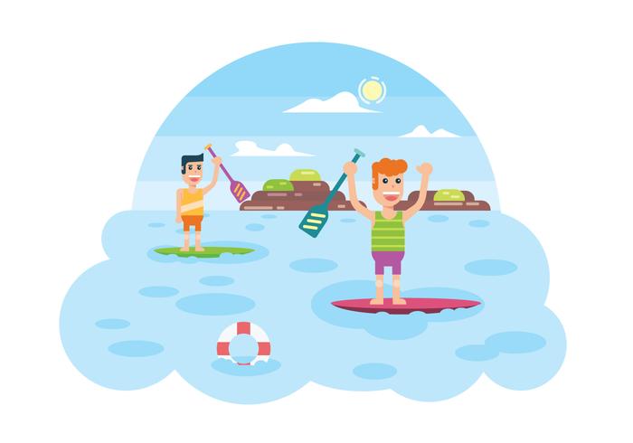 Illustrazione di attività di paddle board vettore