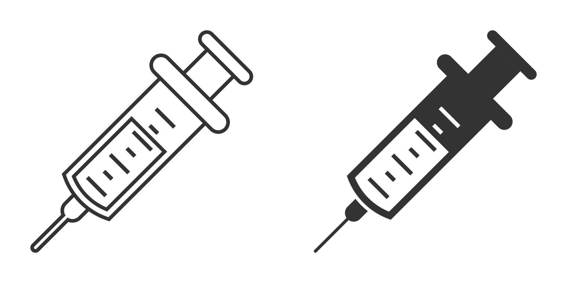 siringa icona nel piatto stile. coronavirus vaccino iniettare vettore illustrazione su isolato sfondo. covid-19 vaccinazione cartello attività commerciale concetto.