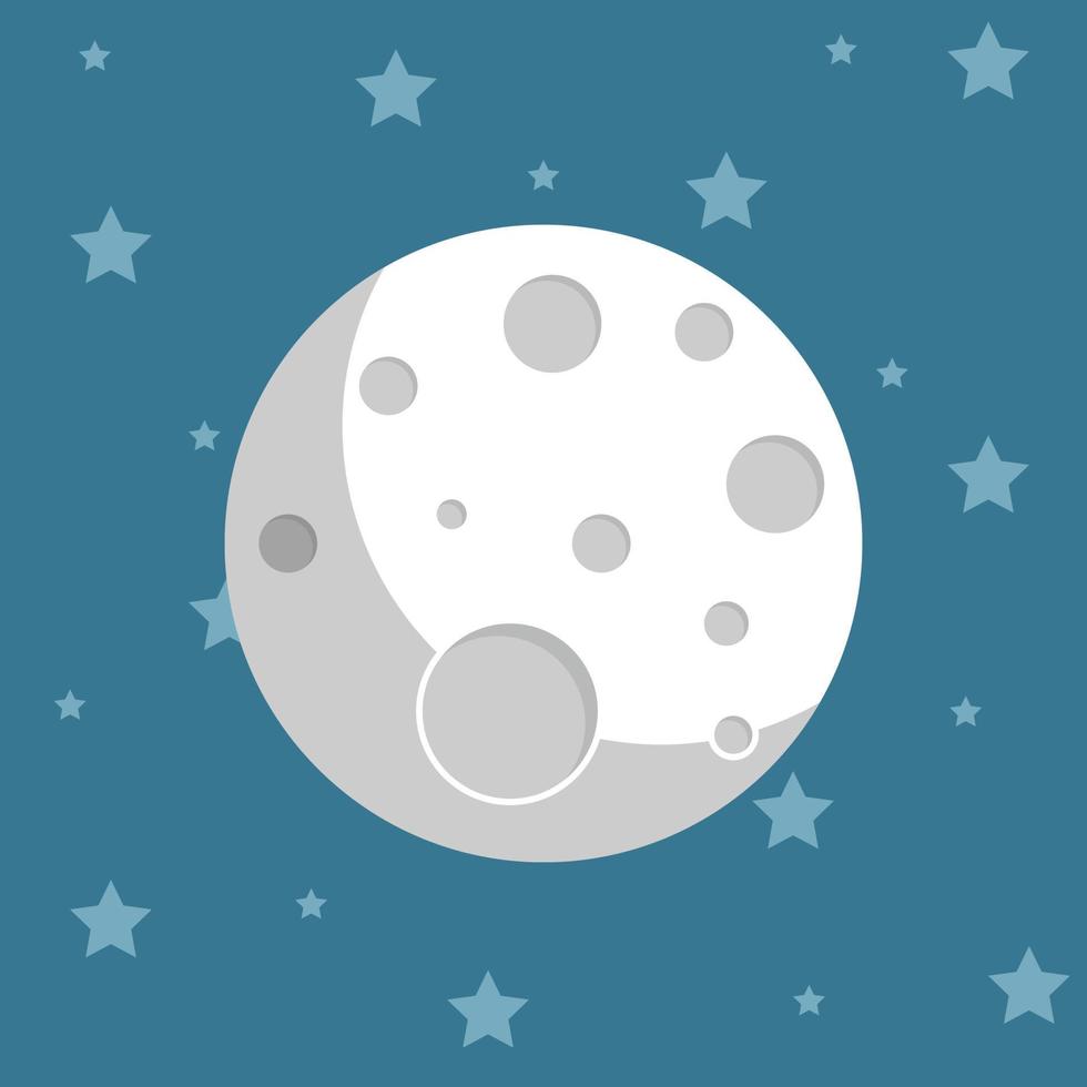 pianeta nel spazio nel piatto stile. Luna e stelle vettore illustrazione su isolato sfondo. astronomia cartello attività commerciale concetto.
