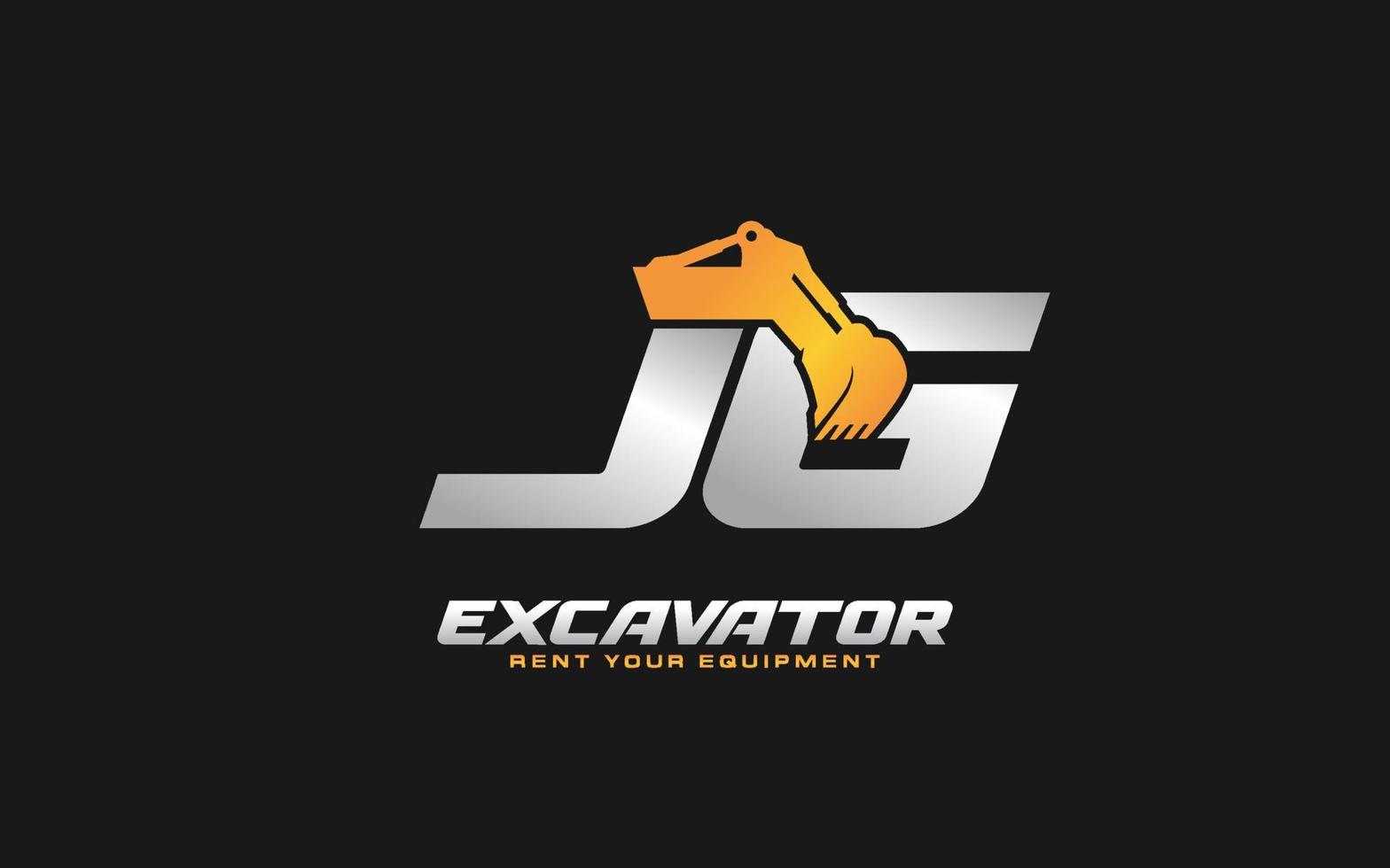 jg logo scavatrice per costruzione azienda. pesante attrezzatura modello vettore illustrazione per il tuo marca.