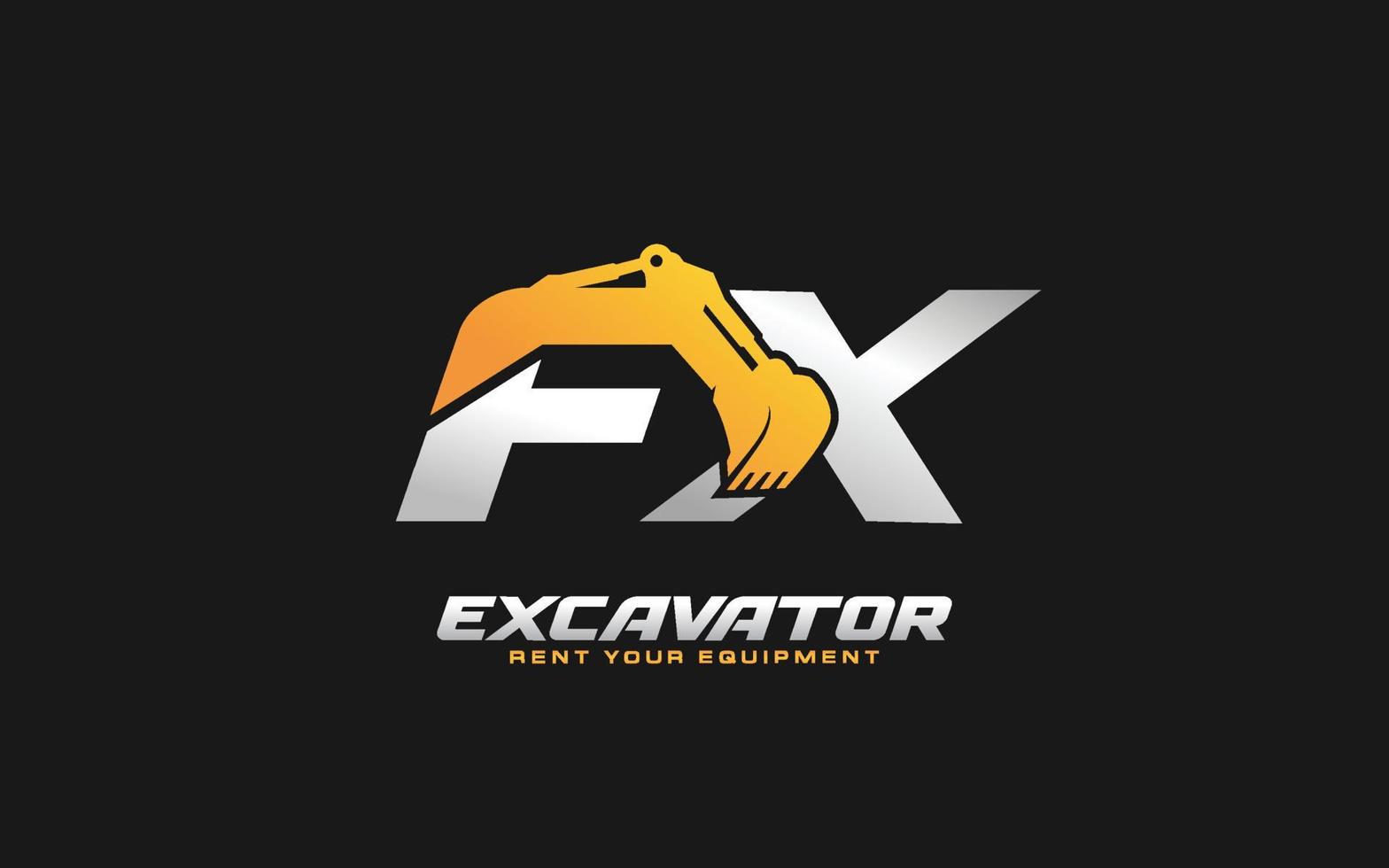 fx logo scavatrice per costruzione azienda. pesante attrezzatura modello vettore illustrazione per il tuo marca.