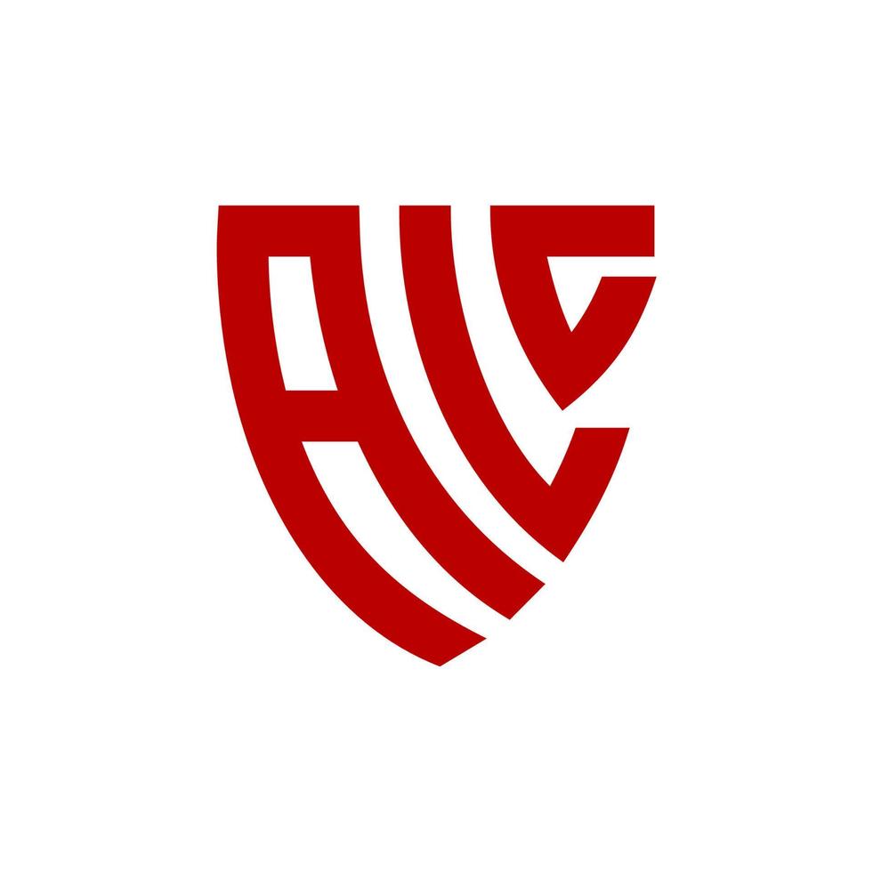 lettera scudo logo concetto. iniziale lettera marchio alc simbolo logo design vettore