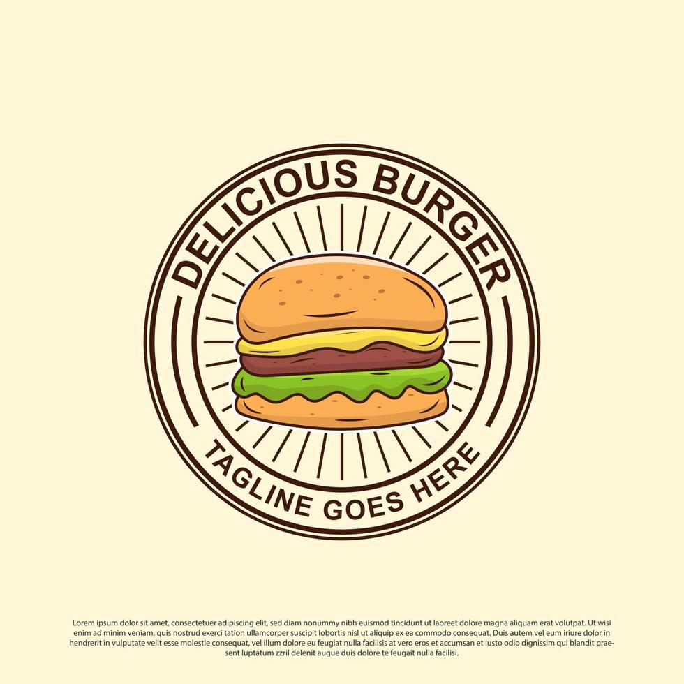 delizioso hamburger logo design vettore, veloce cibo logo distintivo vettore