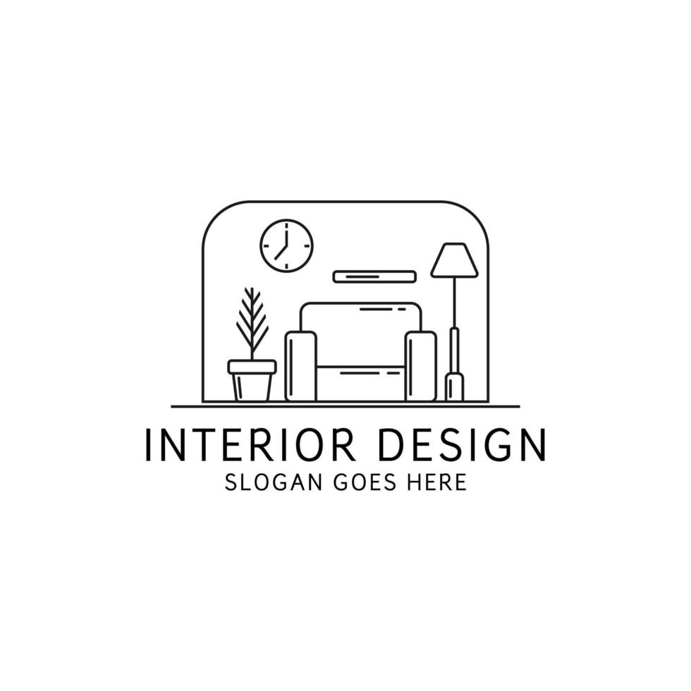 linea arte interno design logo vettore, può essere Usato come vero proprietà, marca identità, azienda logo, icone, o altri. vettore