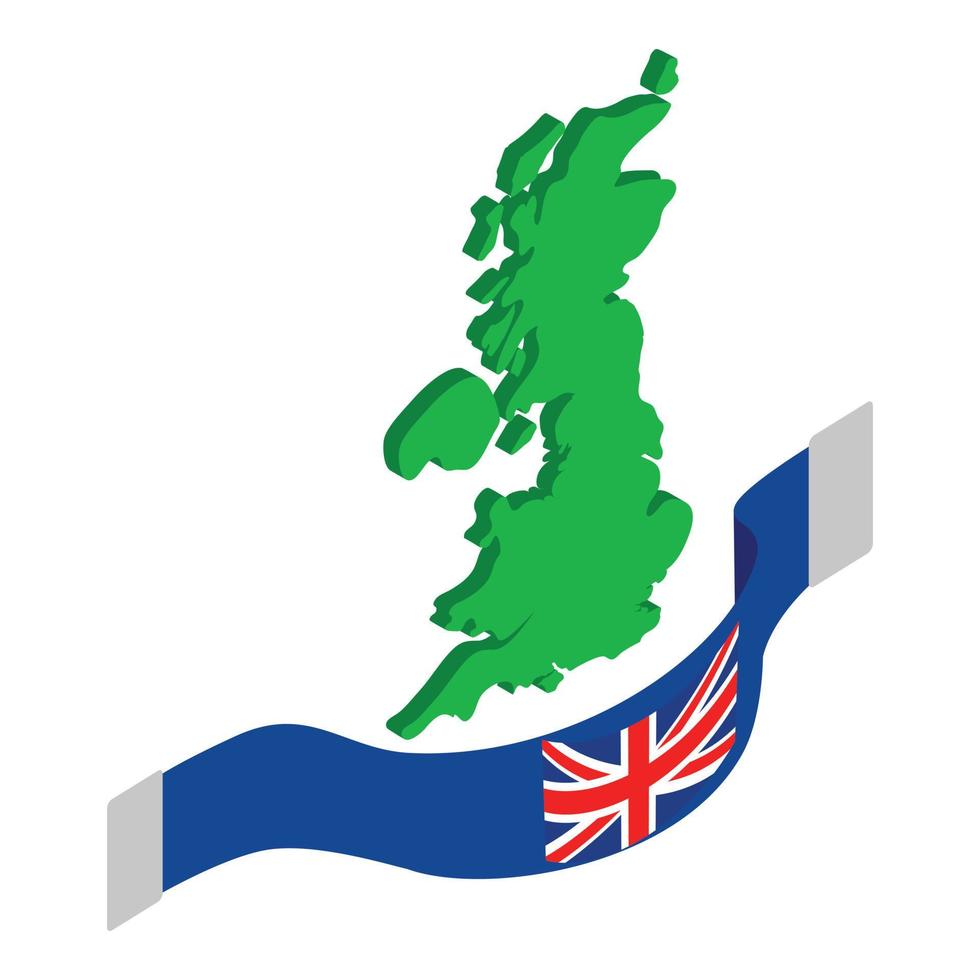 carta geografica UK icona, isometrico stile vettore