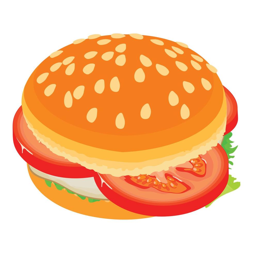 hamburger pomodoro icona, isometrico stile vettore