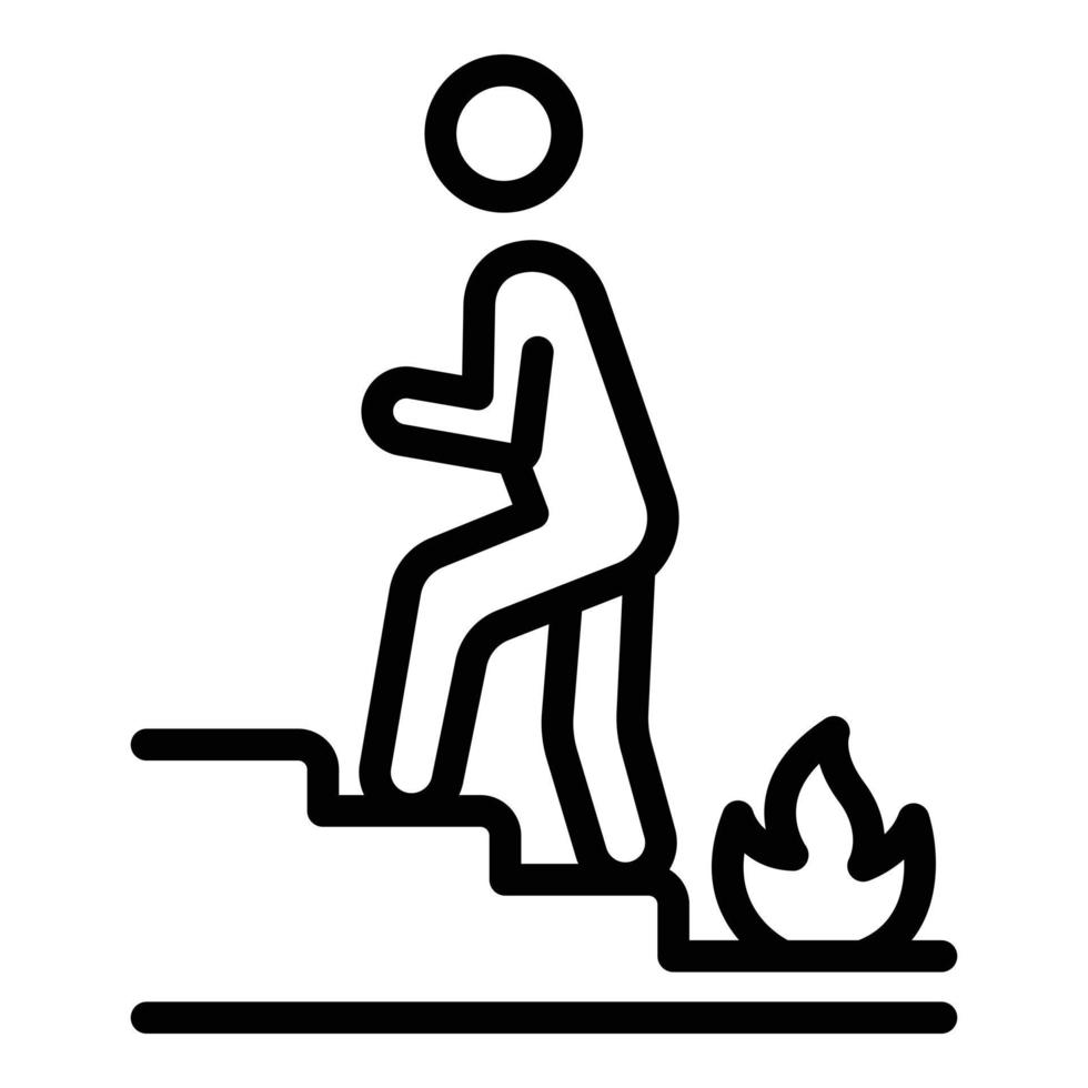 le scale umano evacuazione icona, schema stile vettore