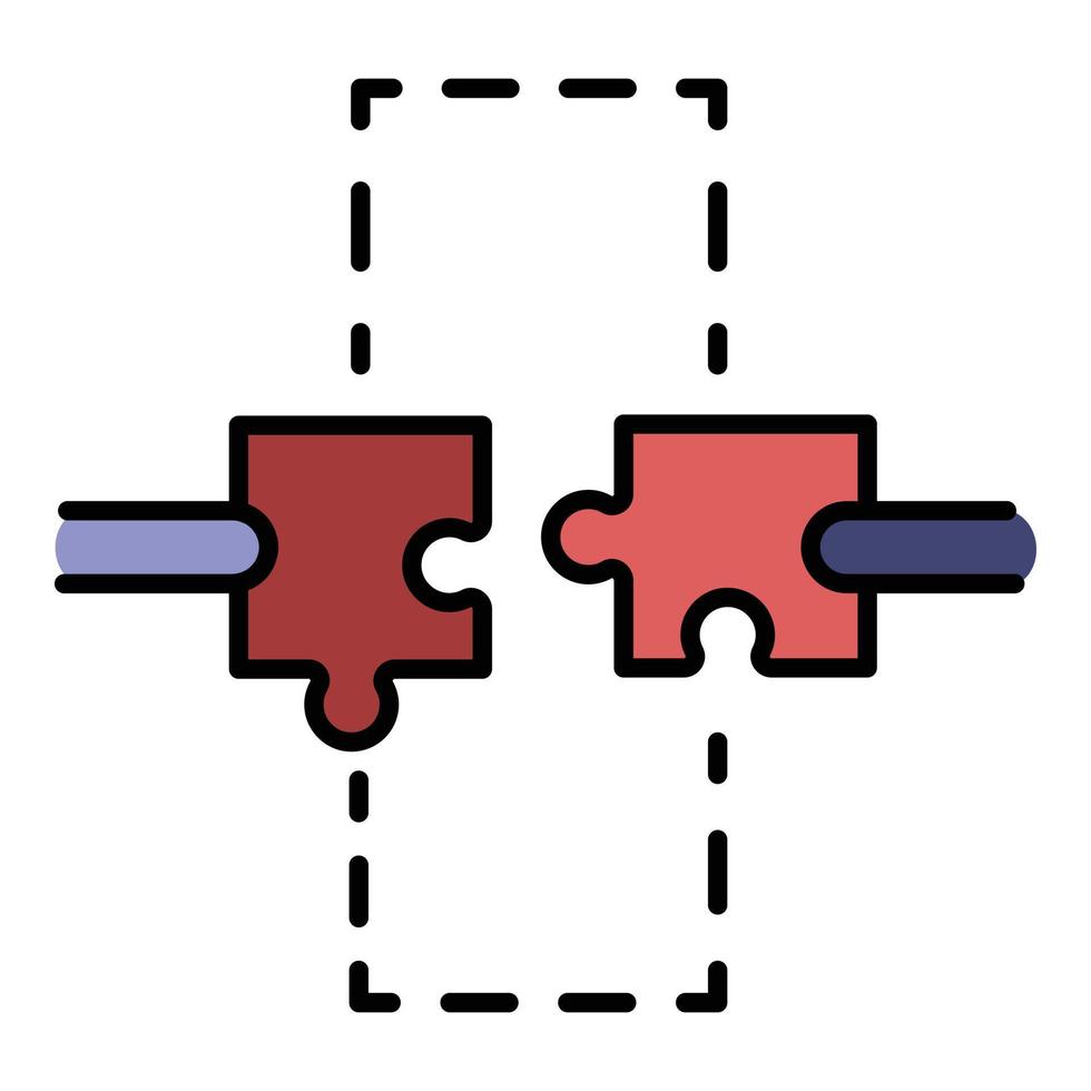 puzzle nel mano icona colore schema vettore
