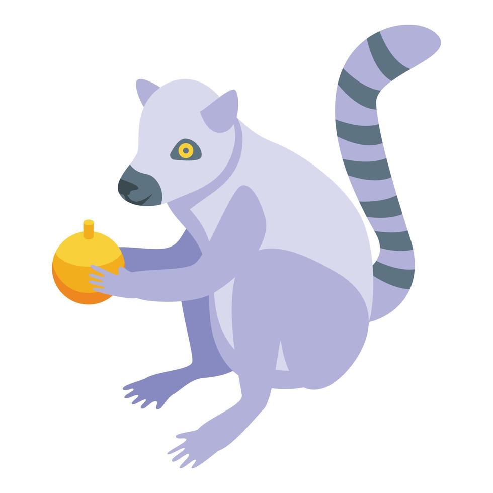 arancia frutta lemure icona, isometrico stile vettore