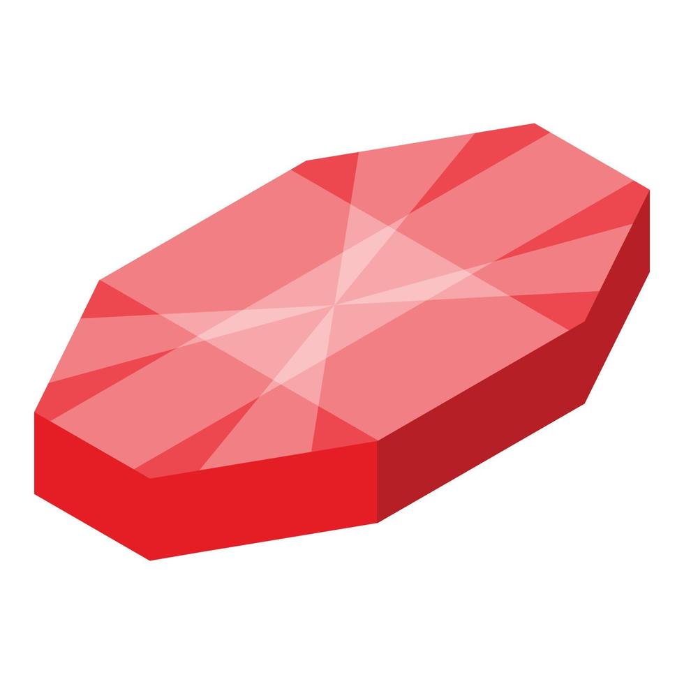 rosso gemma icona, isometrico stile vettore