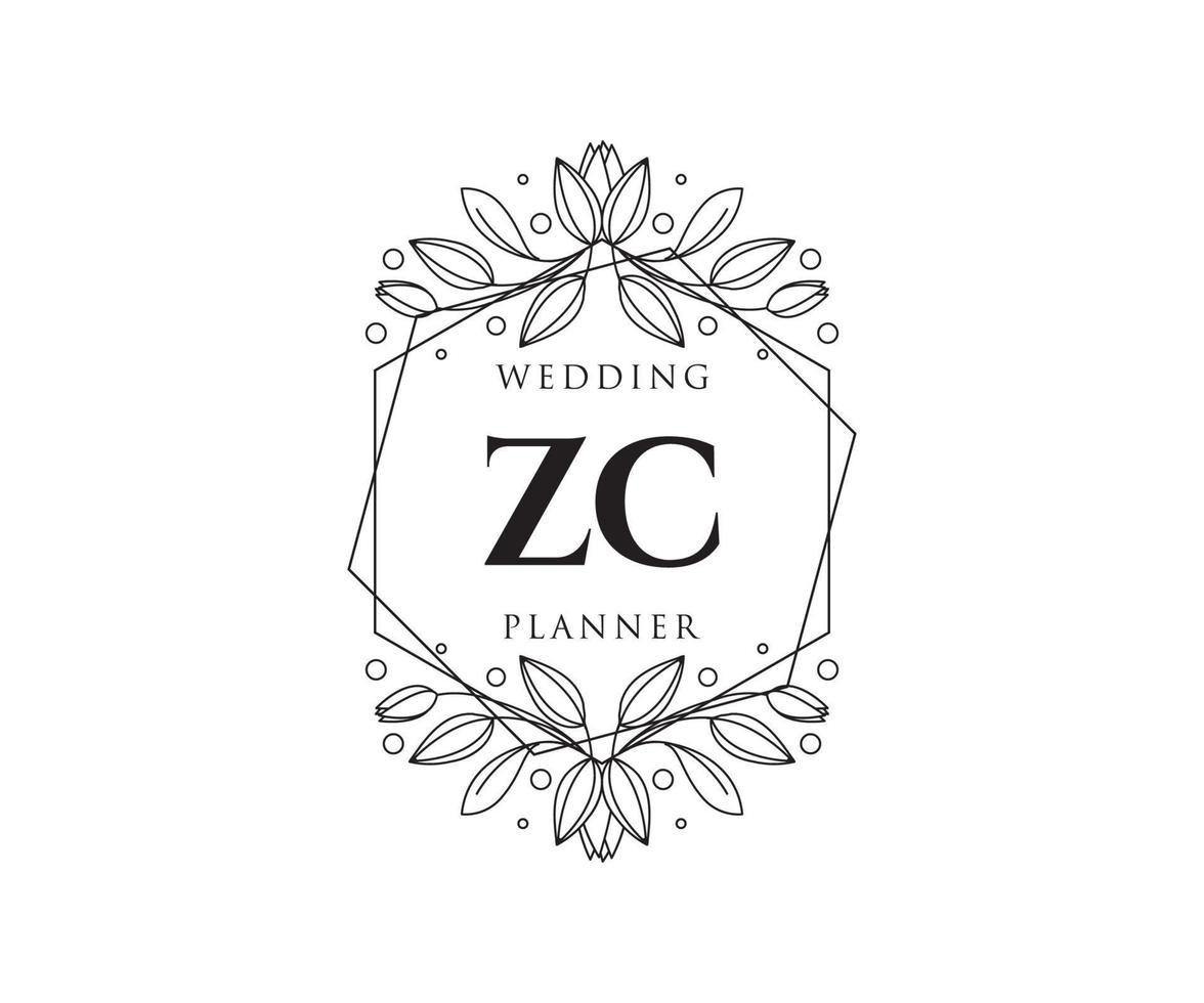 zc iniziali lettera nozze monogramma loghi collezione, mano disegnato moderno minimalista e floreale modelli per invito carte, Salva il Data, elegante identità per ristorante, boutique, bar nel vettore