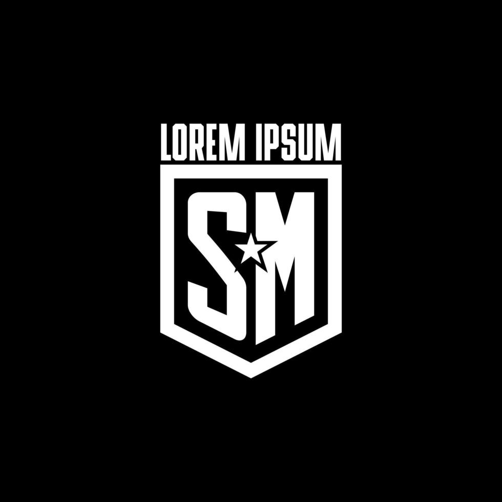 sm iniziale gioco logo con scudo e stella stile design vettore