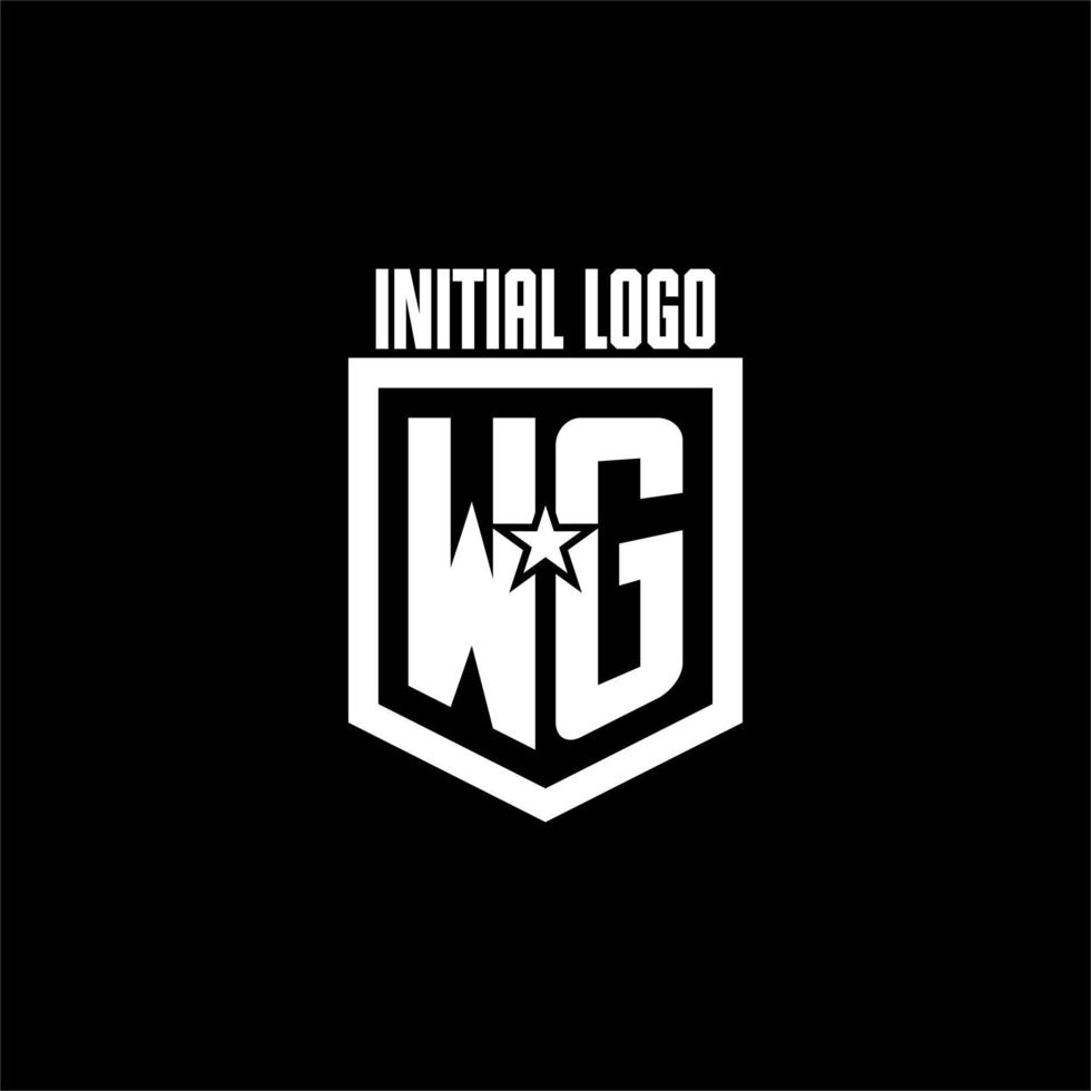 wg iniziale gioco logo con scudo e stella stile design vettore