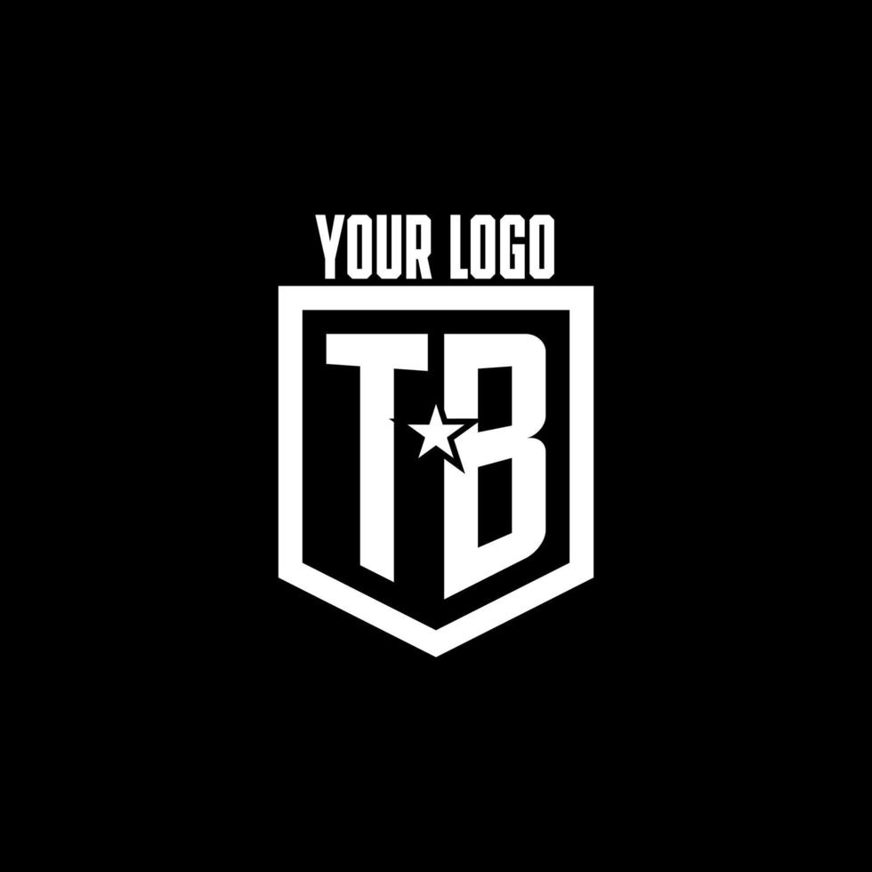 tb iniziale gioco logo con scudo e stella stile design vettore