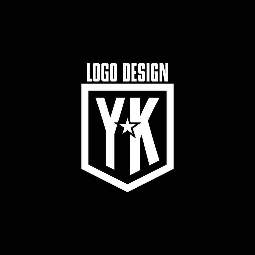 yk iniziale gioco logo con scudo e stella stile design vettore