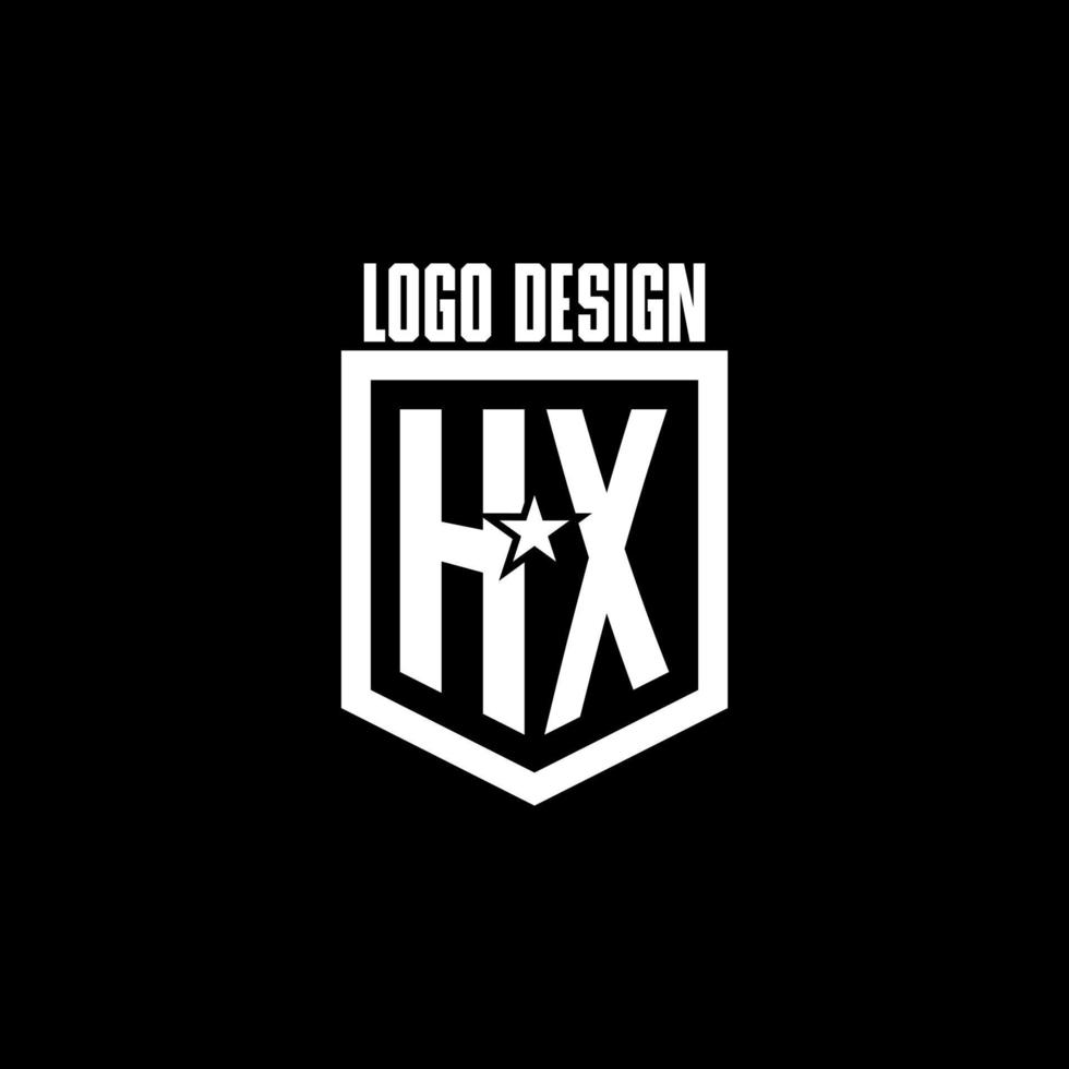 hx iniziale gioco logo con scudo e stella stile design vettore