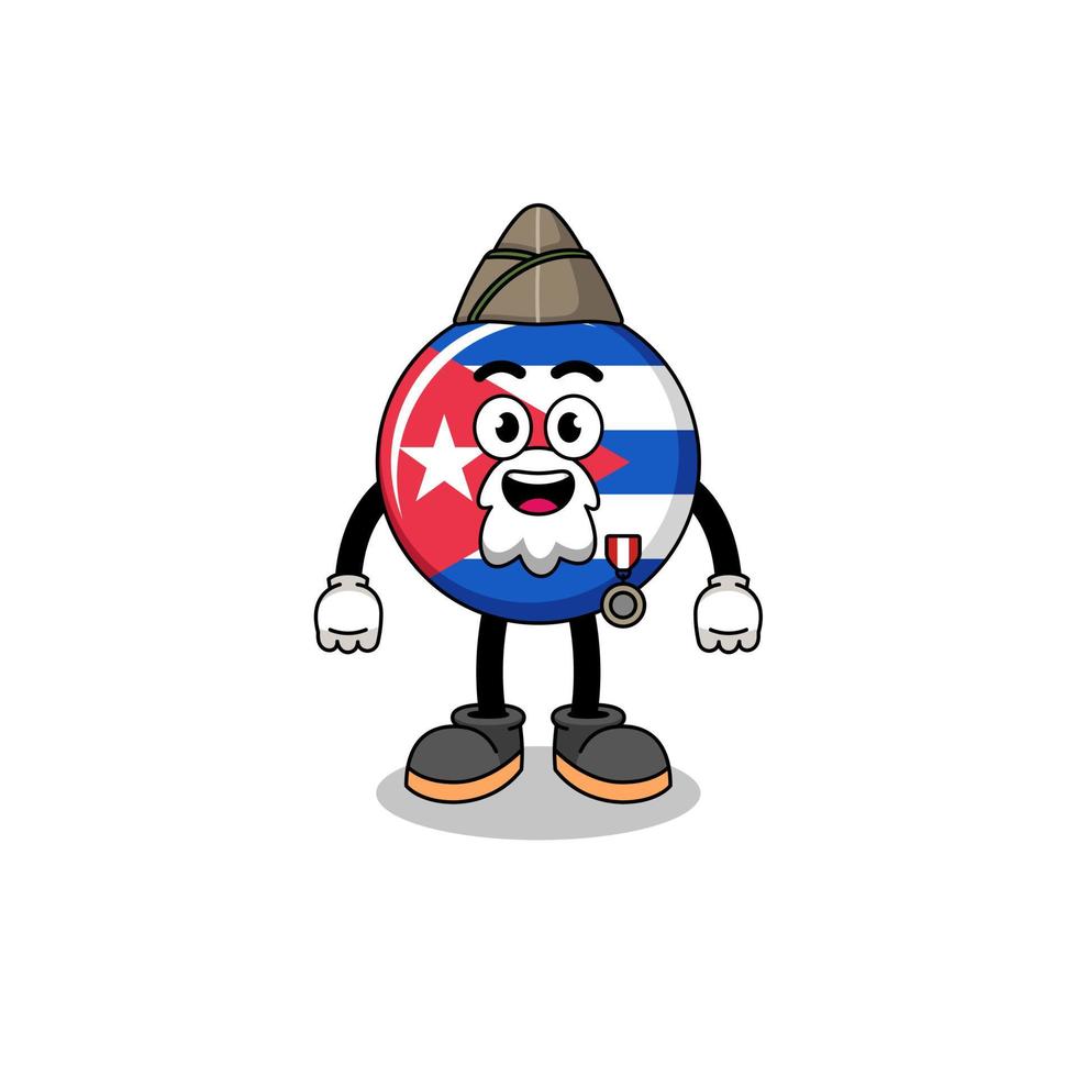 personaggio cartone animato di Cuba bandiera come un' veterano vettore