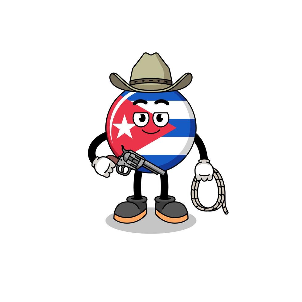 personaggio portafortuna di Cuba bandiera come un' cowboy vettore