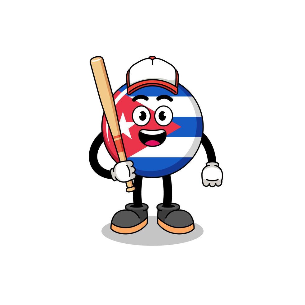 Cuba bandiera portafortuna cartone animato come un' baseball giocatore vettore