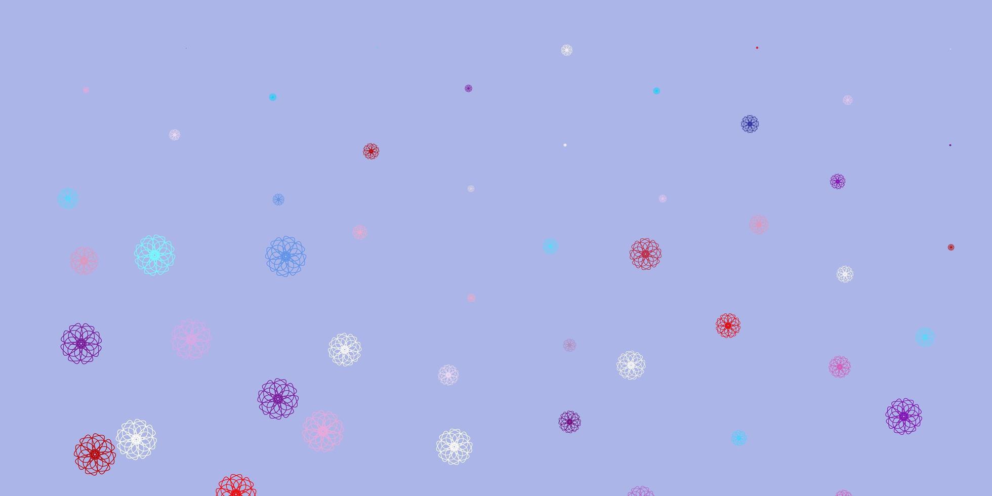 struttura di doodle blu chiaro, rosso con fiori. vettore
