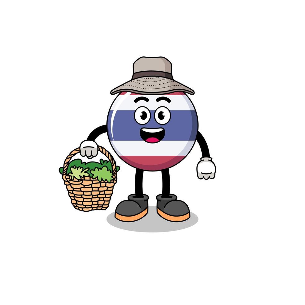personaggio illustrazione di Tailandia bandiera come un' erborista vettore