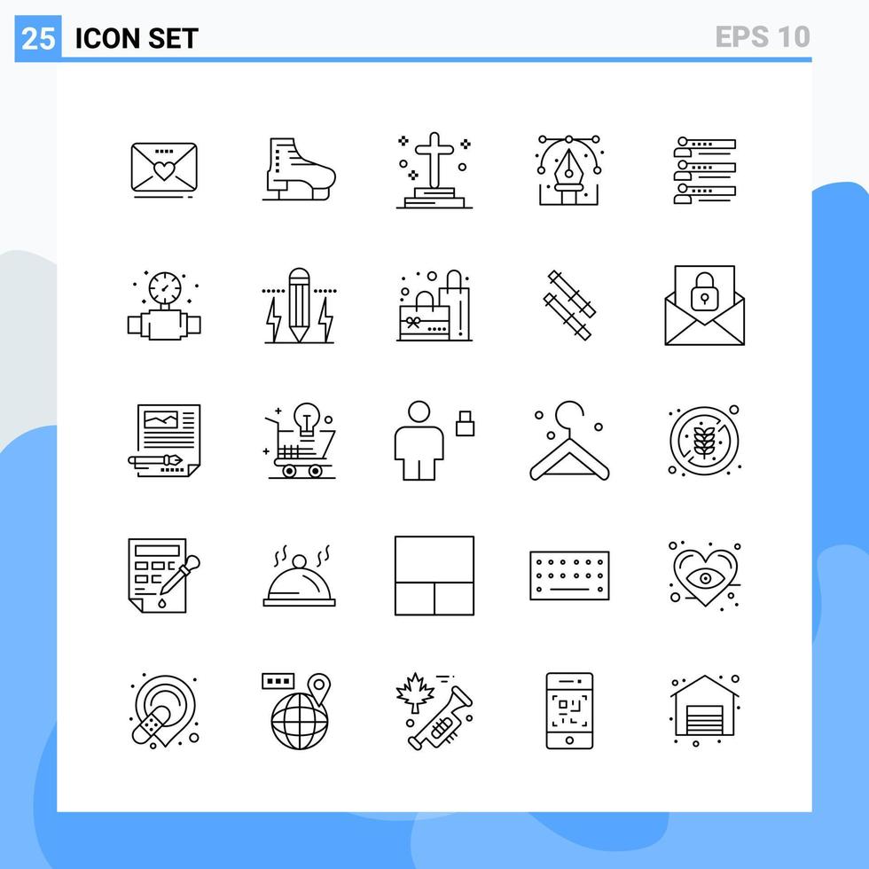 moderno 25 linea stile icone schema simboli per generale uso creativo linea icona cartello isolato su bianca sfondo 25 icone imballare vettore