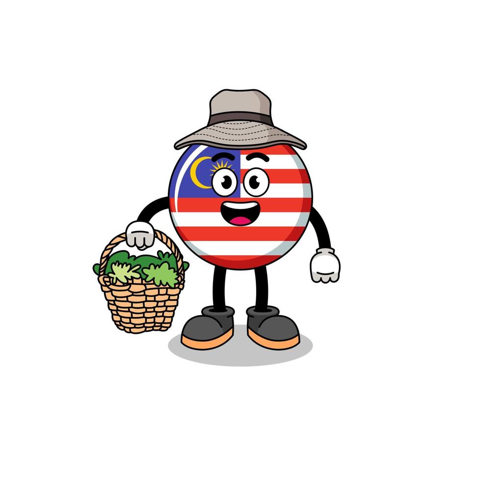 personaggio illustrazione di Malaysia bandiera come un' erborista vettore