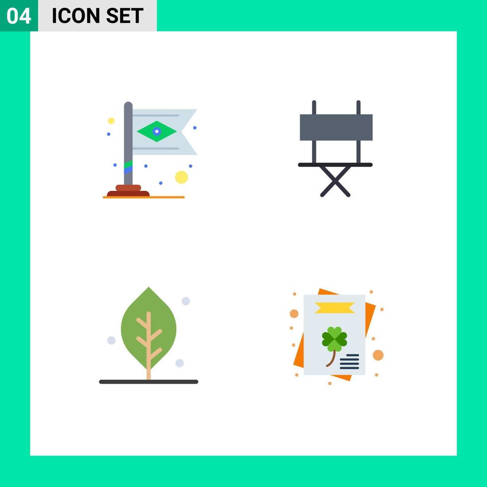 4 tematico vettore piatto icone e modificabile simboli di bandiera foglia bandiera film primavera modificabile vettore design elementi
