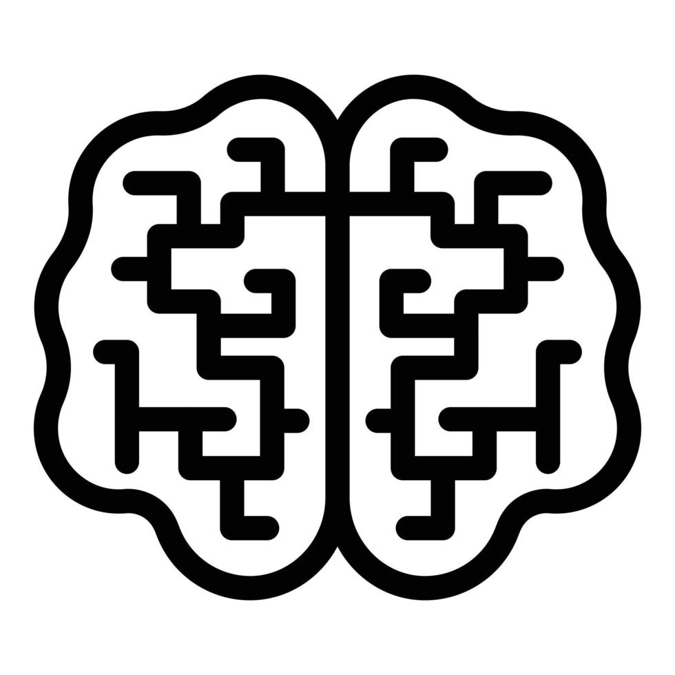 cervello icona, schema stile vettore