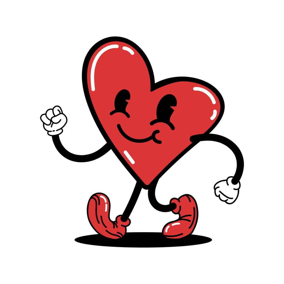 divertente cartone animato personaggio cuore isolato su un' bianca sfondo. San Valentino giorno vettore illustrazione.