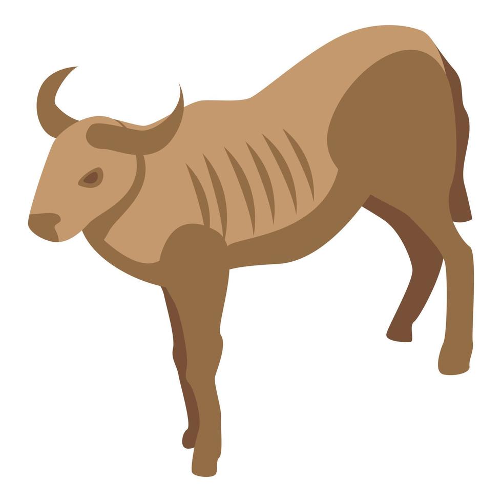 safari gnu icona, isometrico stile vettore