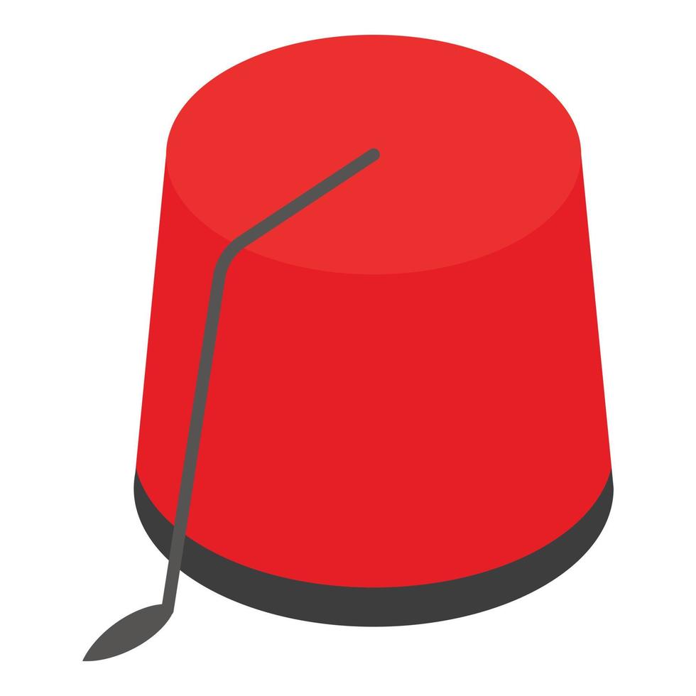 rosso Turco cappello icona, isometrico stile vettore
