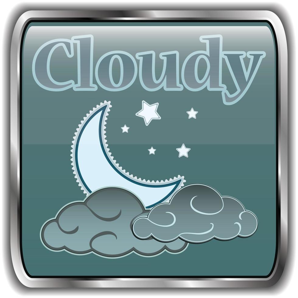 icona del tempo di notte con testo nuvoloso vettore