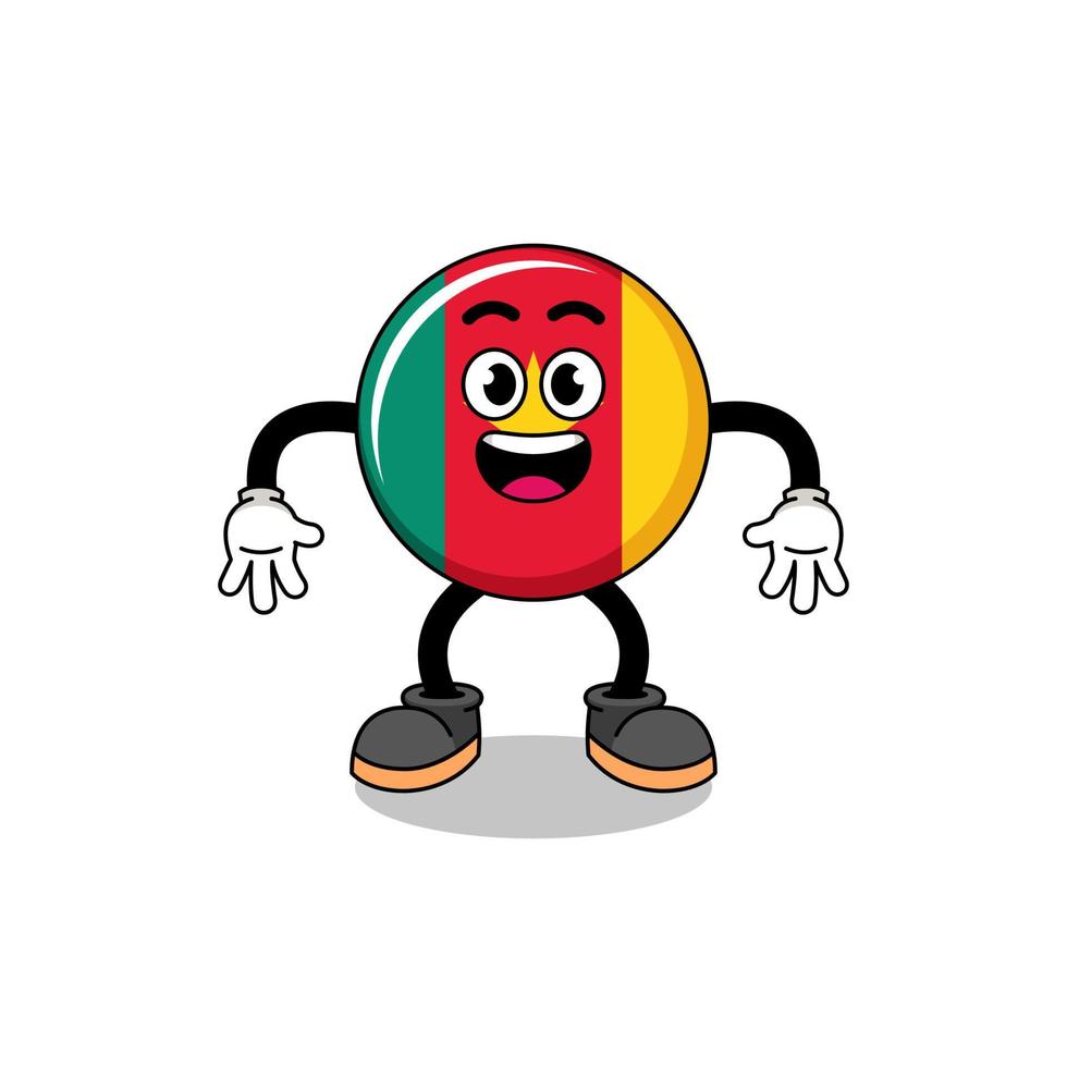 camerun bandiera cartone animato con sorpreso gesto vettore