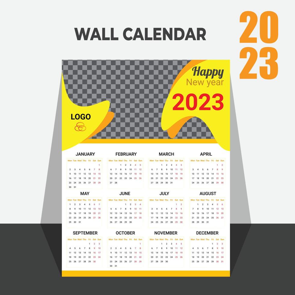 unico parete calendario 2023 design vettore